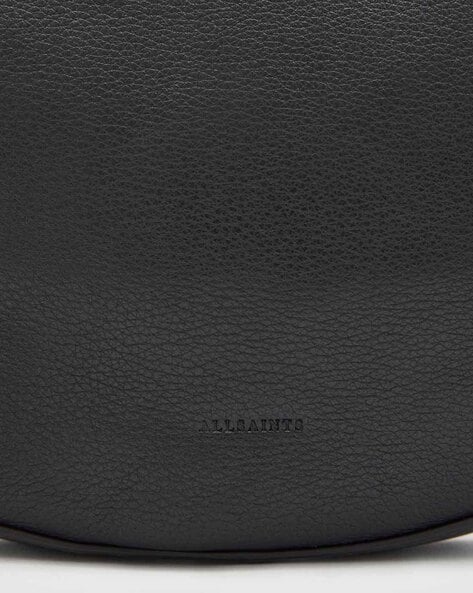 AllSaints Women's Half Moon Leather Crossbody Bag, Black