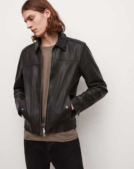 Baston Leather Regular Fit Zip Front Jacket