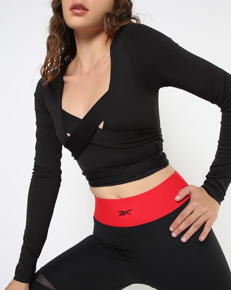 Reebok Classic Scoop-Neck Crop Top with Tie-Up