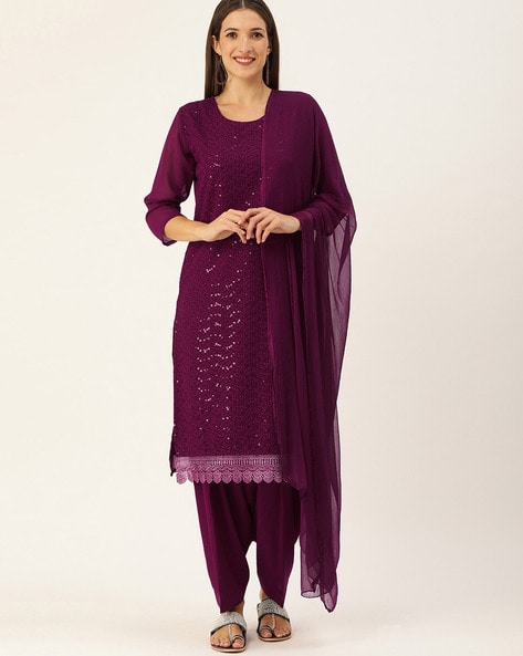 Embellished Unstitched Dress Material Price in India