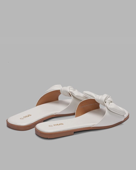 White leather discount slip on sandals