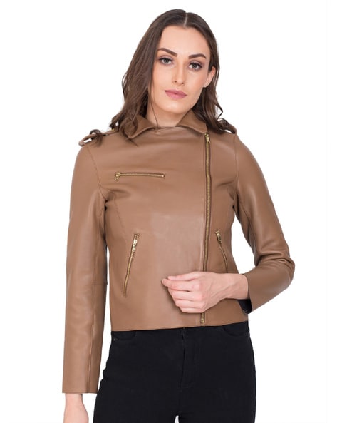 Ajio leather sales jackets womens