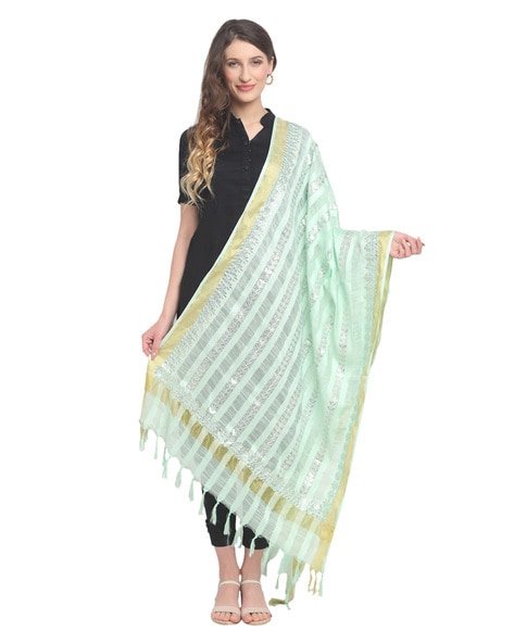 Embellished Organza Dupatta with Tassels Price in India