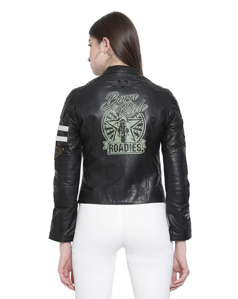 Appliqué biker jacket sale