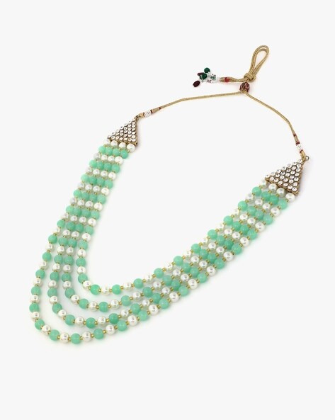 Buy Yuvanta Bottle Green & Silver Layered Beaded Necklace for Women Online  at desertcartCyprus
