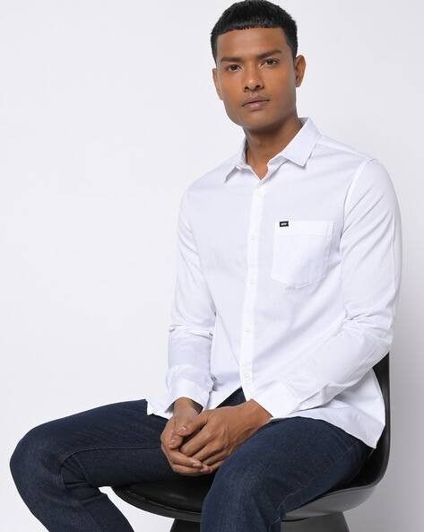 Slim Fit Shirt with Logo Patch Pocket