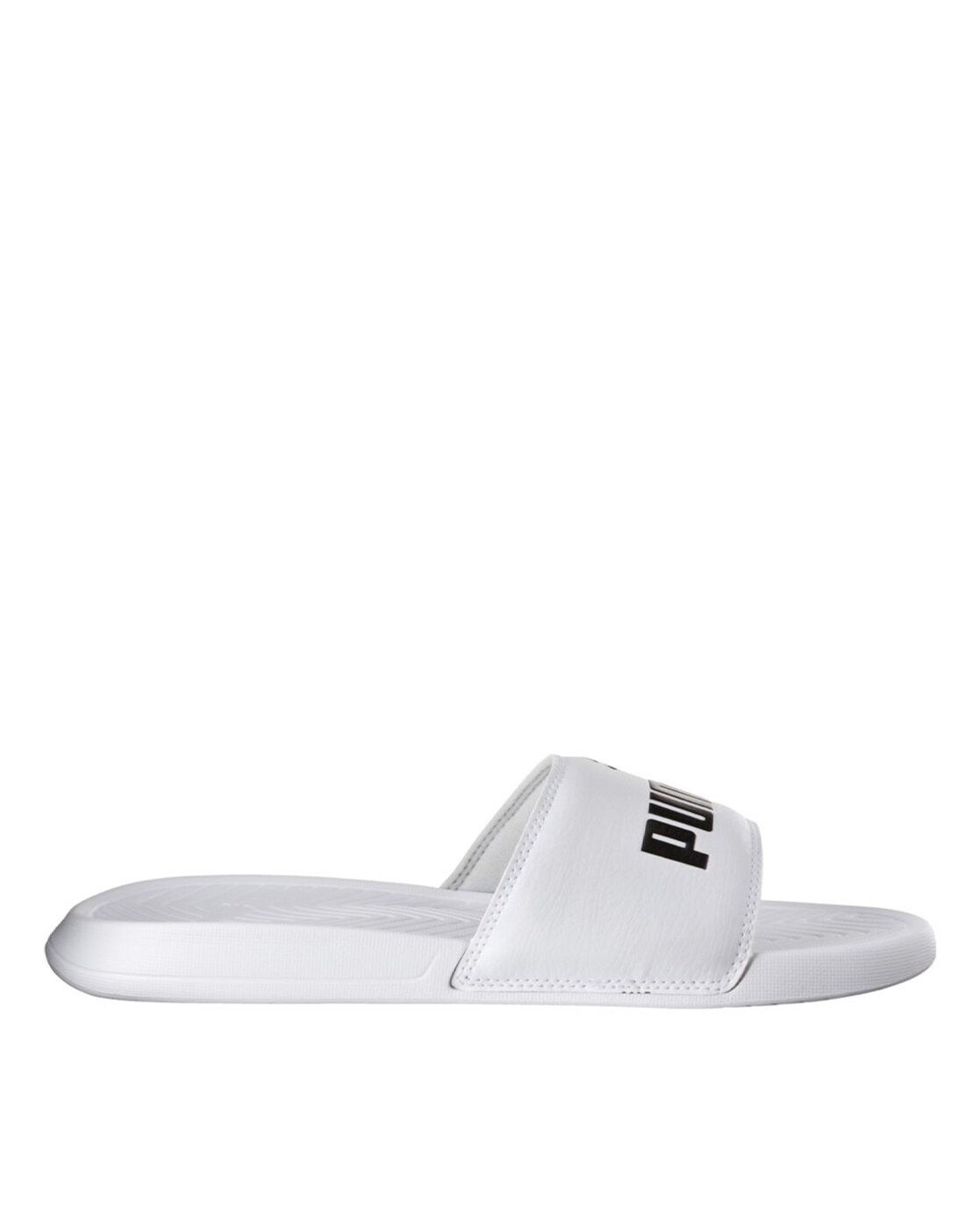 white puma flip flops