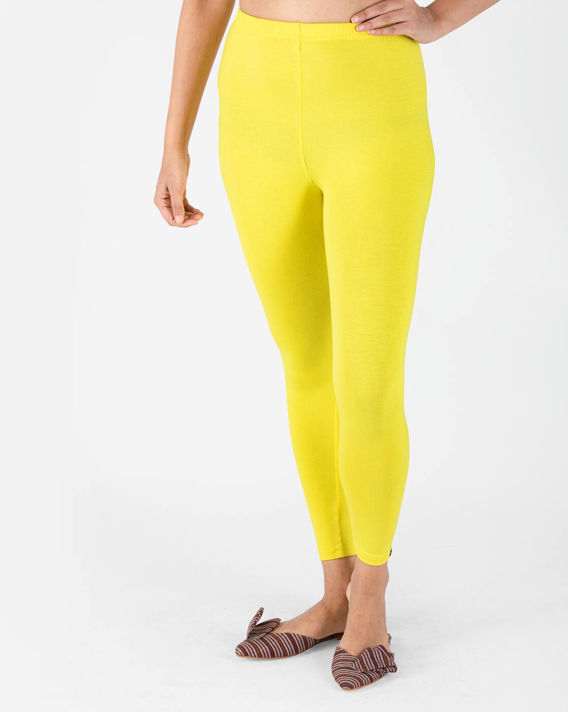 Buy Yellow Leggings for Women by INDIAN 