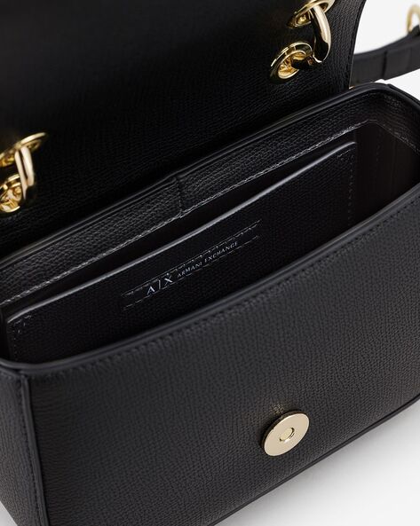 Truffle shoulder bag with gold hardware and chain strap in black | ASOS