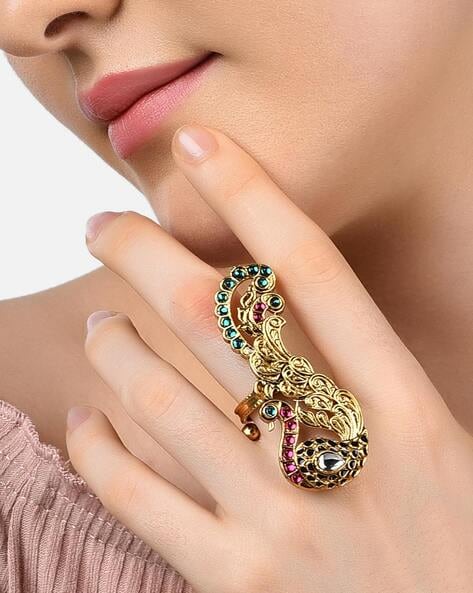 Buy Zaveri Pearls Rose Gold Shape Pearls Studded Ring-ZPFK14496 Online At  Best Price @ Tata CLiQ