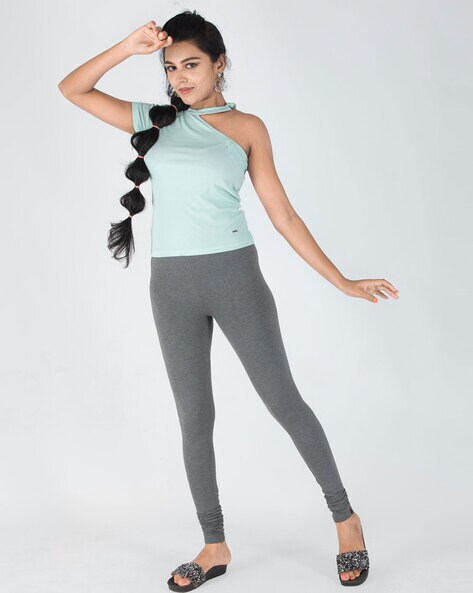Buy Textured Leggings with Elasticated Waistband