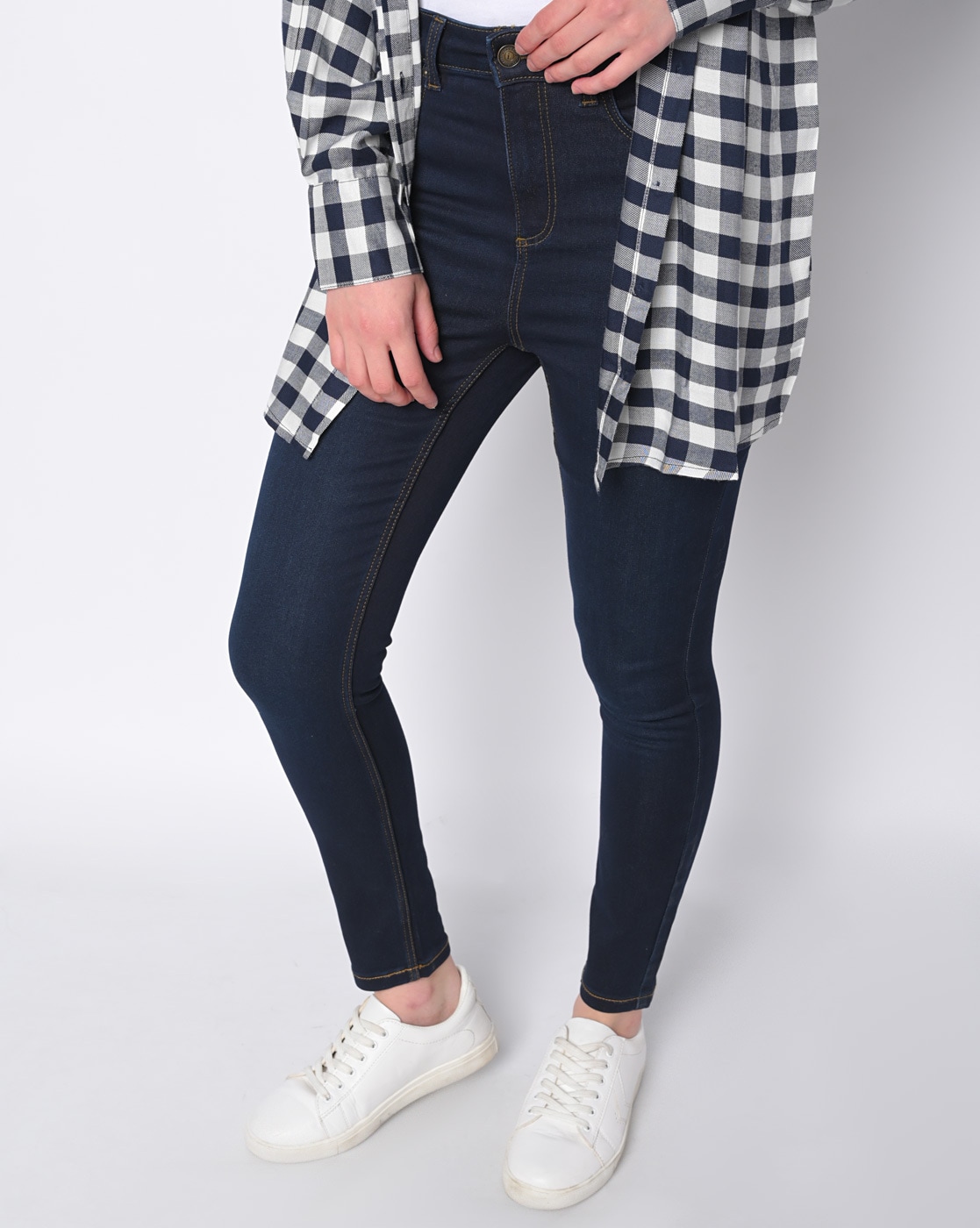 Checkered hot sale skinny jeans