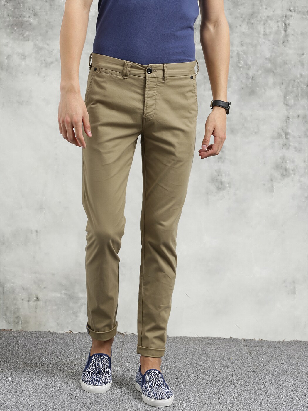 Buy Khaki Trousers & Pants for Men by BREAKBOUNCE Online