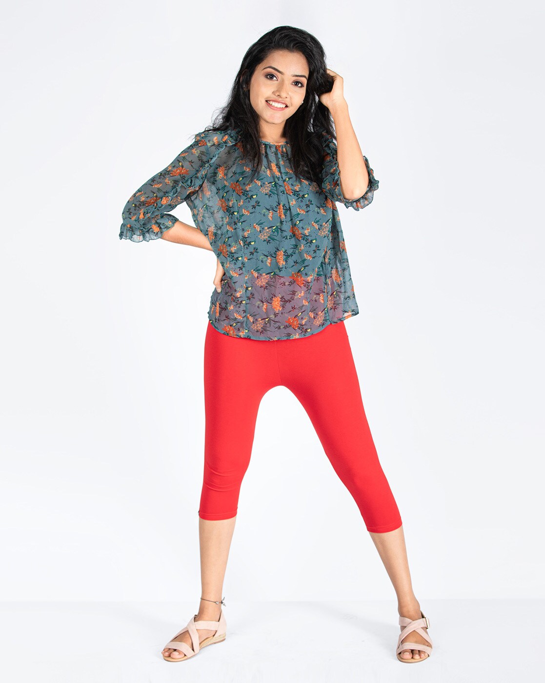 Buy Red Leggings for Women by INDIAN FLOWER Online