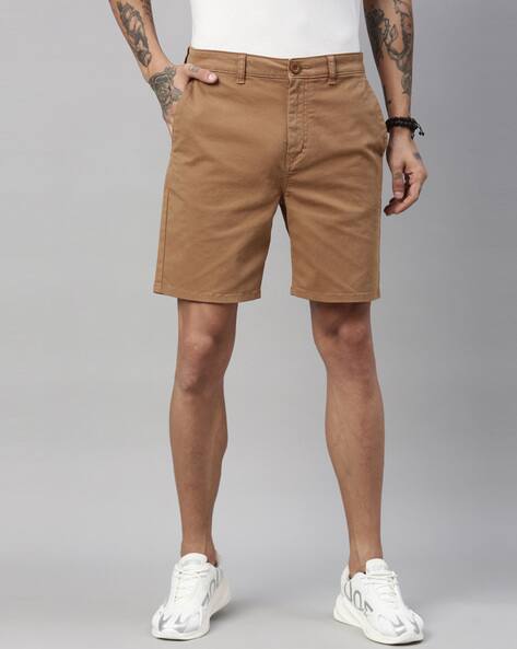 Buy Khaki Shorts for Men by BREAKBOUNCE 