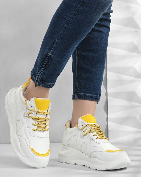 White and shop yellow shoes