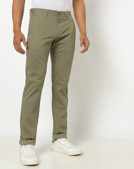 Printed Tapered Fit Flat-Front Trousers