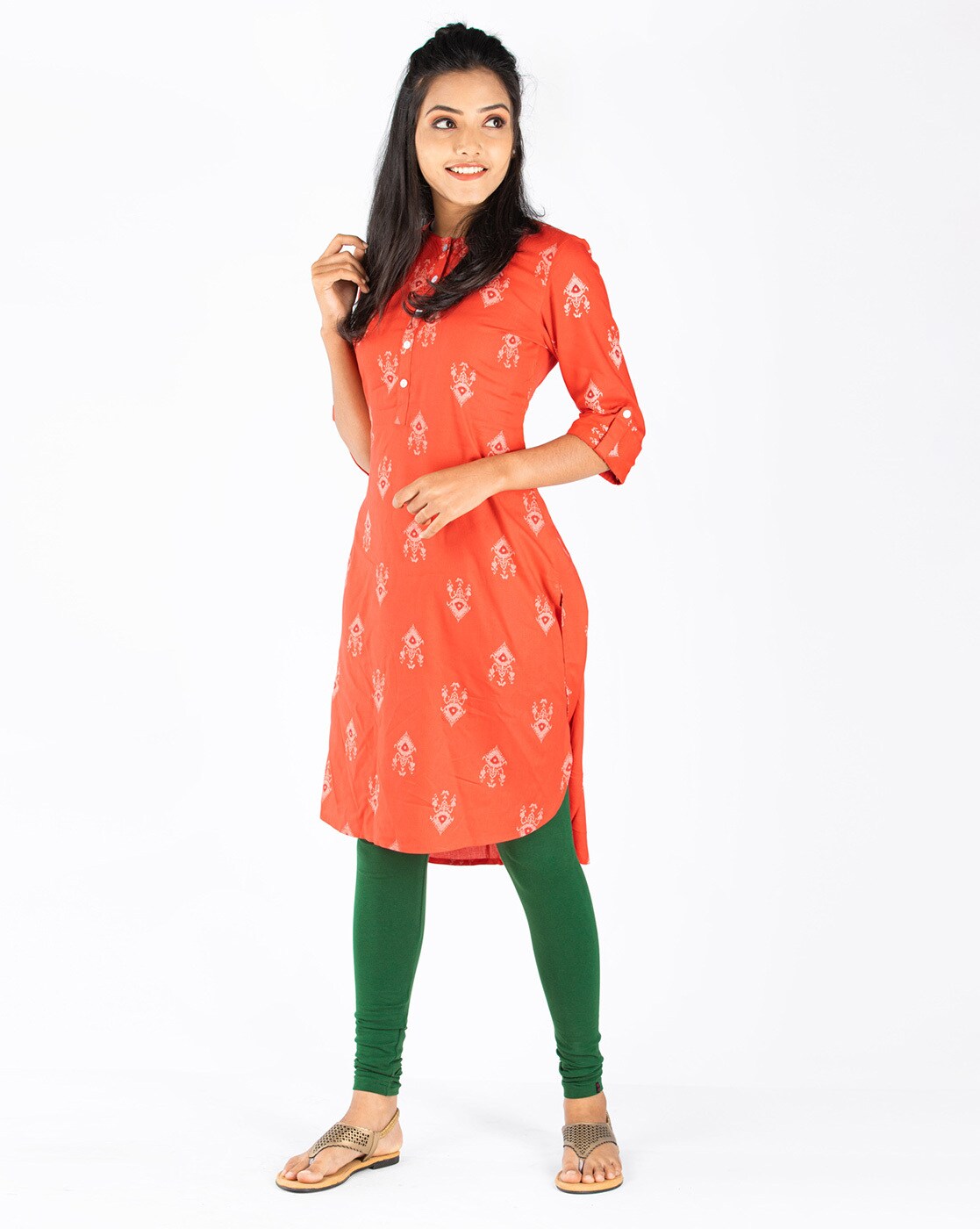 Buy Green Leggings for Women by INDIAN FLOWER Online