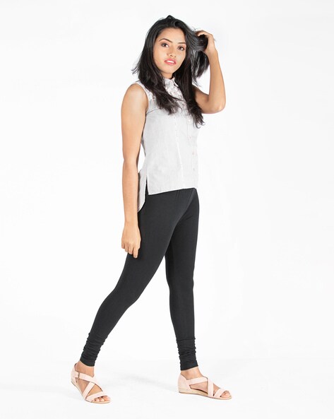 Buy INDIAN FLOWER Women Lycra Solid White & Black Legging Online at Low  Prices in India - Paytmmall.com