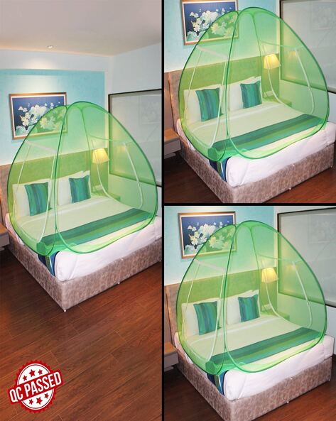 Green Furnishing Fabrics For Home, Classic Mosquito Net Foldable King Size Double Bed