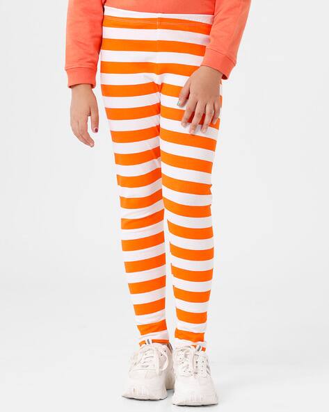 Buy Orange u0026 White Leggings for Girls by DeMoza Online | Ajio.com