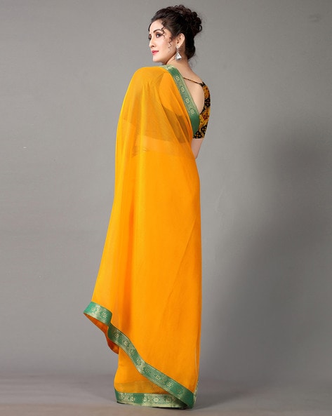 Chiffon Solid Saree with Blouse Piece