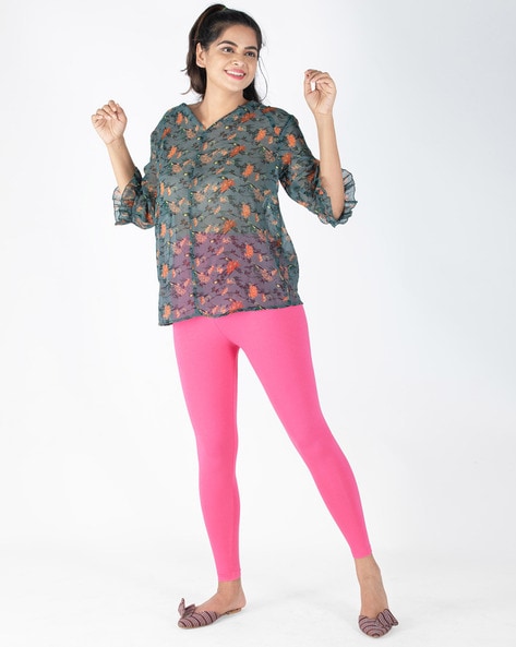 Buy INDIAN FLOWER Women Lycra Churidar legging Pink color Online at Low  Prices in India 