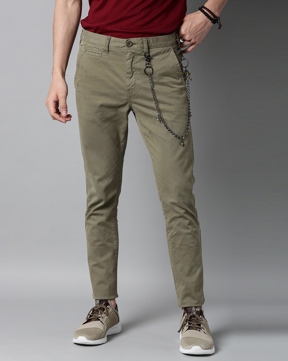 Mens Tapered High Rise Trouser With Belt Loops  Boohoo UK