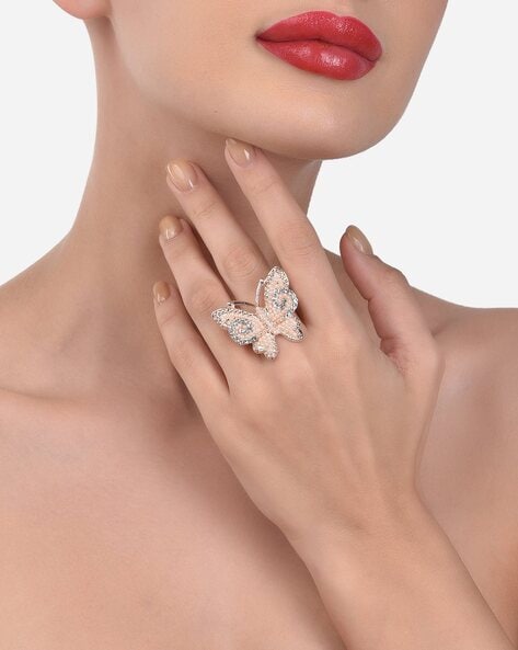 Buy Green & White Rings for Women by ZAVERI PEARLS Online | Ajio.com