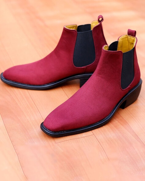 Mens burgundy cheap dress boots