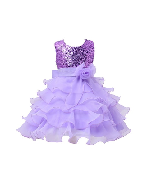 Buy WISH LITTLLE Embellished Fit & Flare Ruffle Dress | AJIO