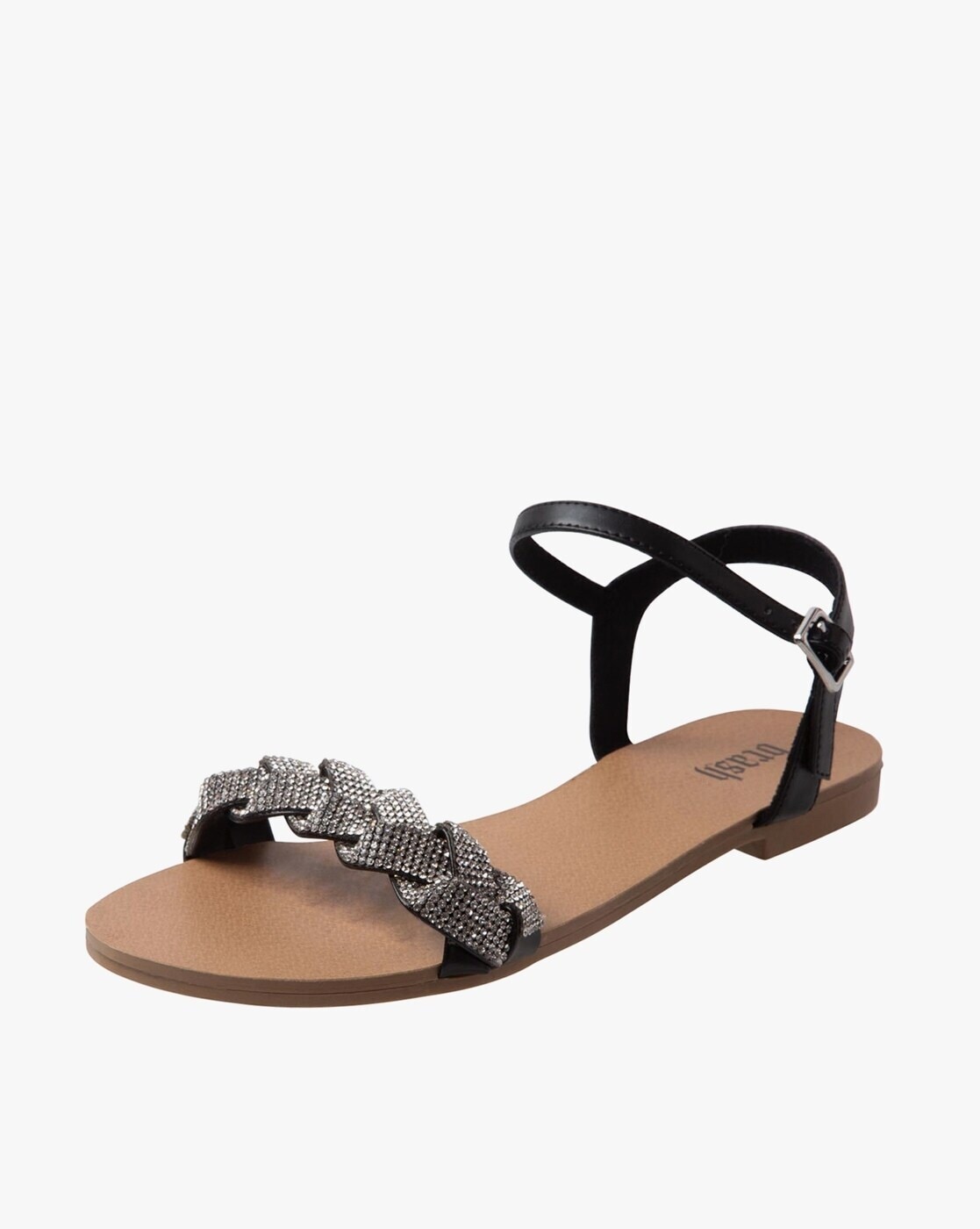 Stradivarius ankle strap sandal in black | ASOS