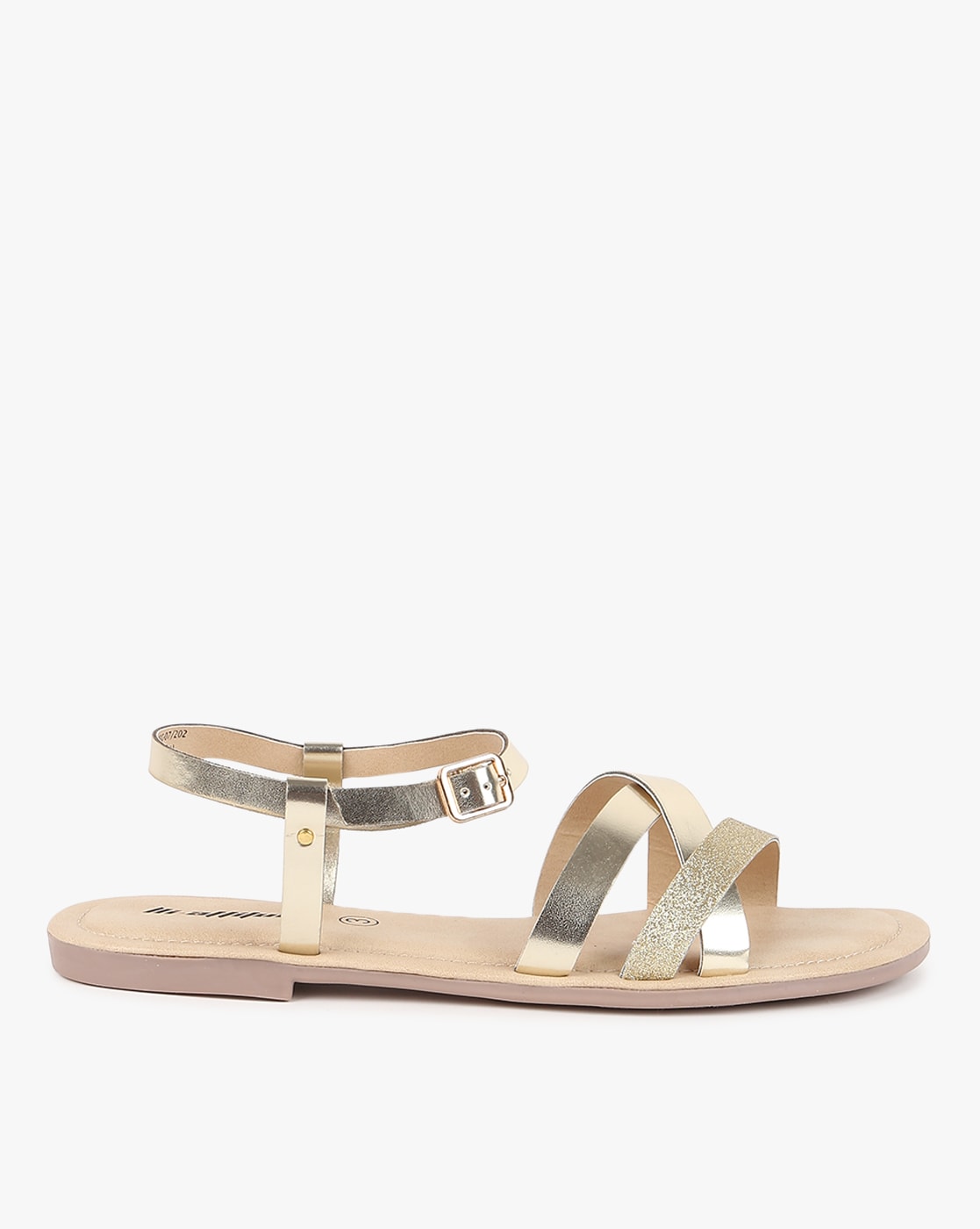 Weaved Lace-Up Flat Sandal - Gold