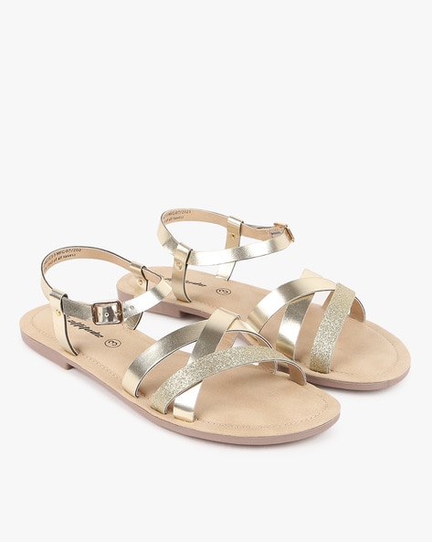 Gold discount ankle sandals