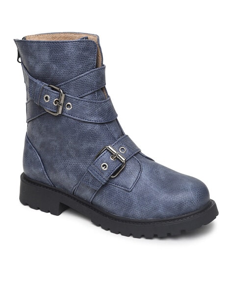 Navy calf hot sale length boots