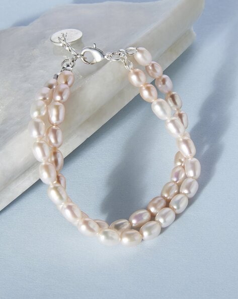 Beautifully Graduated Multicoloured Pearls Bracelet With 8mm White Pearl   Pure Pearls