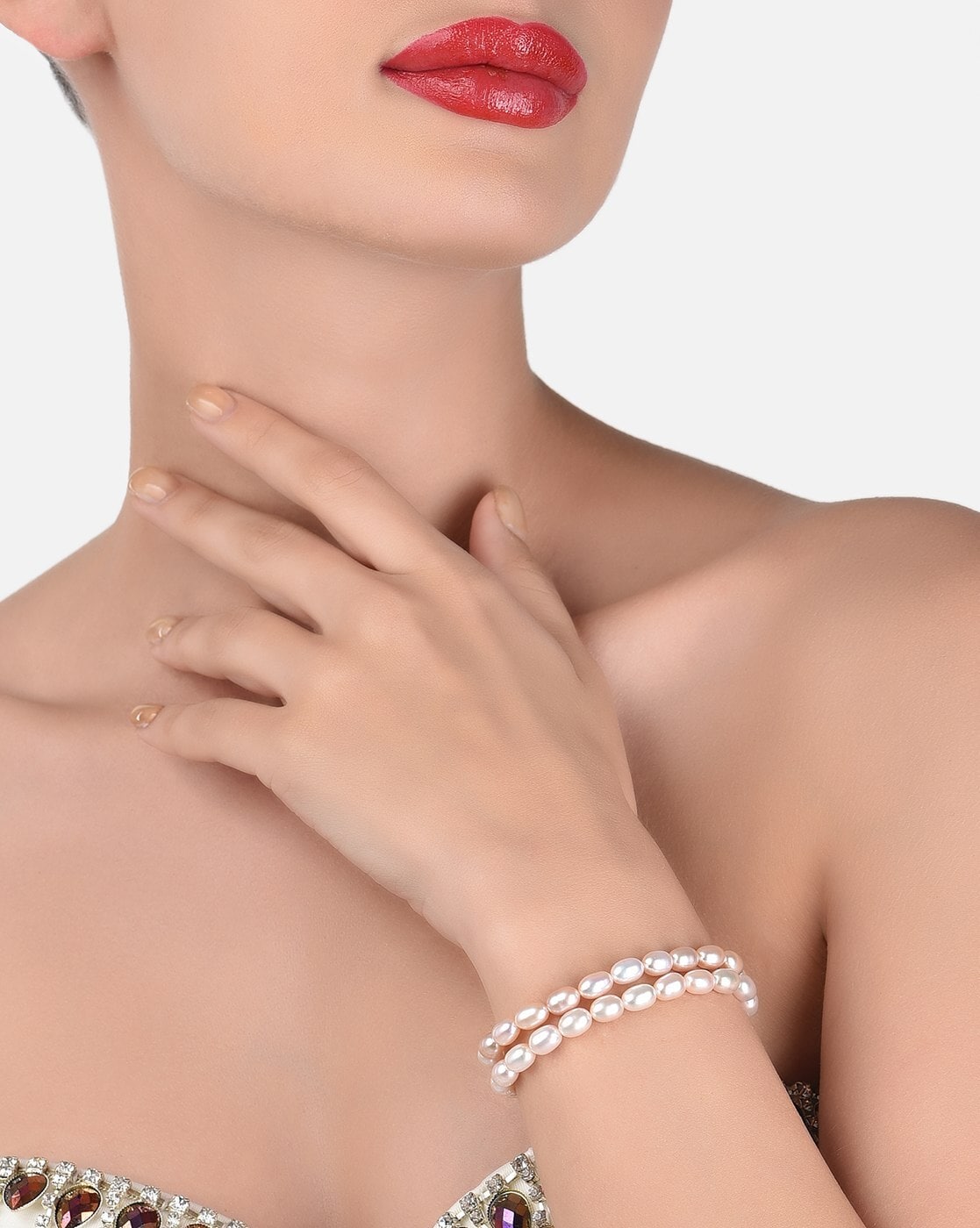 Buy ZAVERI PEARLS Wine Bead Drops Fusion Bracelet For Women-ZPFK13766 at  Amazon.in