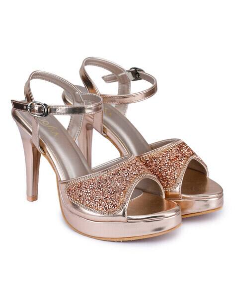 Buy Rose Gold Heeled Sandals for Women 