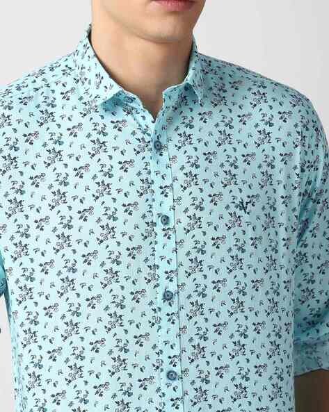 VAN HEUSEN Men Floral Print Casual Blue Shirt - Buy VAN HEUSEN Men Floral  Print Casual Blue Shirt Online at Best Prices in India