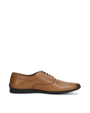 Buy Louis Philippe Men Brown Solid Leather Formal Derby Shoes