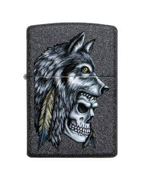 zippo Wolf Skull Feather Design Windproof Pocket Lighter-picture-24