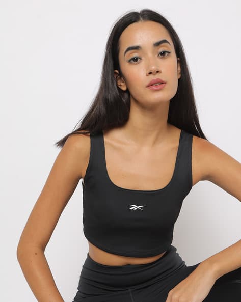 REEBOK — Ribbed Scoop-Neck Sports Bra