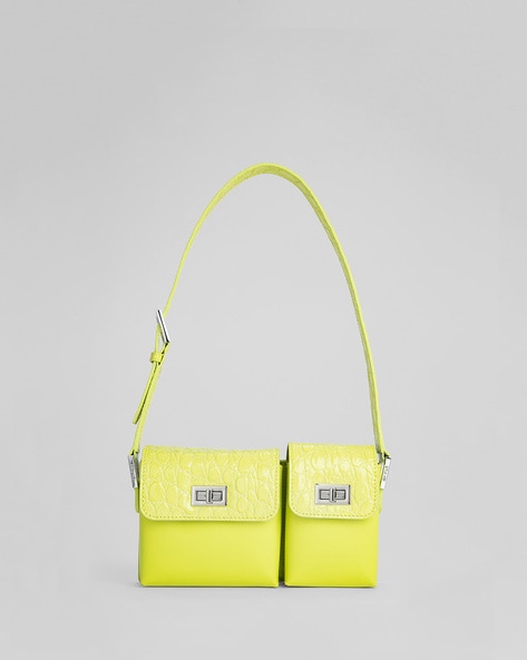 Billy lime green semi patent leather bag, Designer Collection
