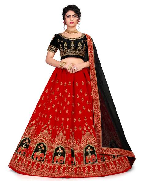 Buy Black Velvet Party Wear Lehenga Choli Online - LLCA00003 | Andaaz  Fashion