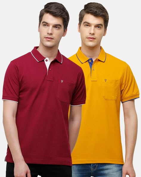 Maroon and 2024 yellow polo shirt