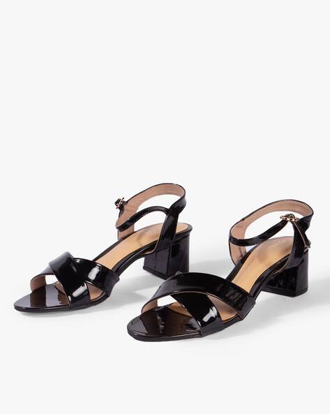 Glossy Block Heels with Buckle Closure view 3