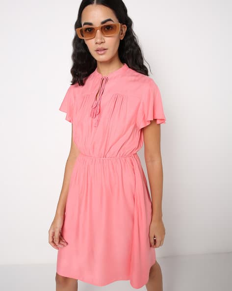 Vero Moda Fit & Flare Dress with Waist Tie-Up