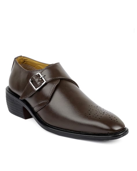 Heeled Single-Strap Semi-Brogue Monks