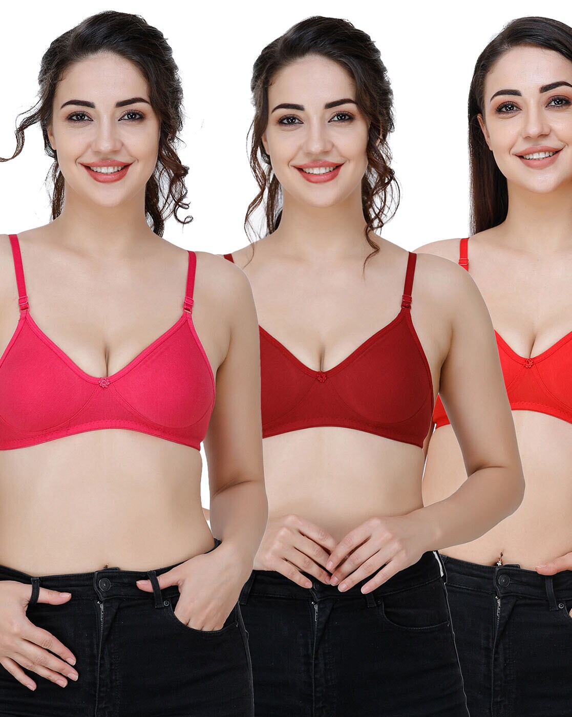 Buy Docare Womens Red Bra - ( Pack of 3 ) Online at Low Prices in India 