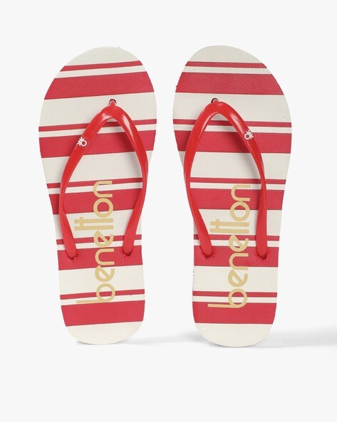 Red stripe flip on sale flops